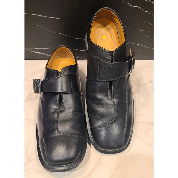 Dr Martens Monk Strap Loafers Men's 9 Women's 10 Black Leather Slip On, Preppy - Picture 1 of 16